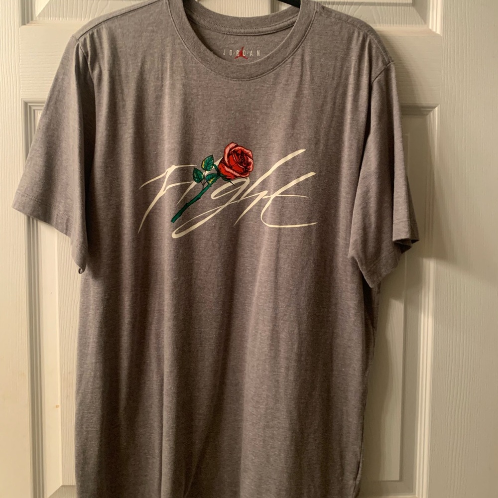 Jordan Gray Tee with Rose Graphic